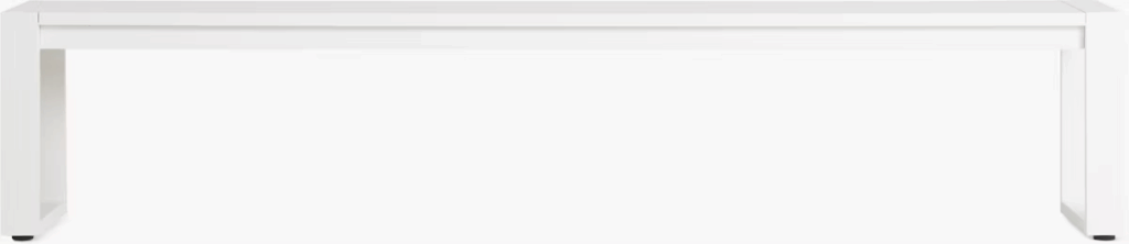 Modern white outdoor table with clean lines and minimalistic design.