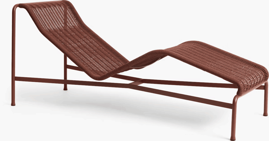 Modern outdoor lounge chair with a sleek brown design, featuring a woven seat and backrest, suitable for relaxation in luxurious settings.