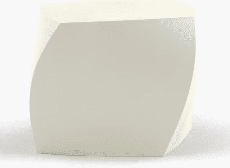 Modern white outdoor side table with a sleek, geometric design.