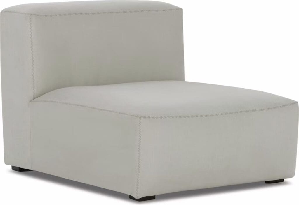 A sleek and modern light gray chaise lounge with clean lines and minimalistic design, suitable for contemporary living spaces.