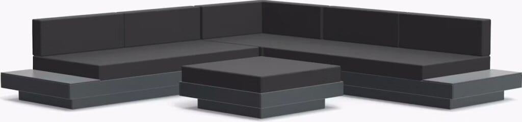Modern outdoor sectional sofa in black and gray with a contemporary design.
