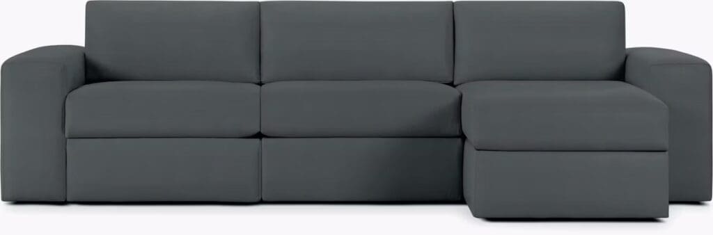 Modern gray sectional sofa with a clean, minimalist design.