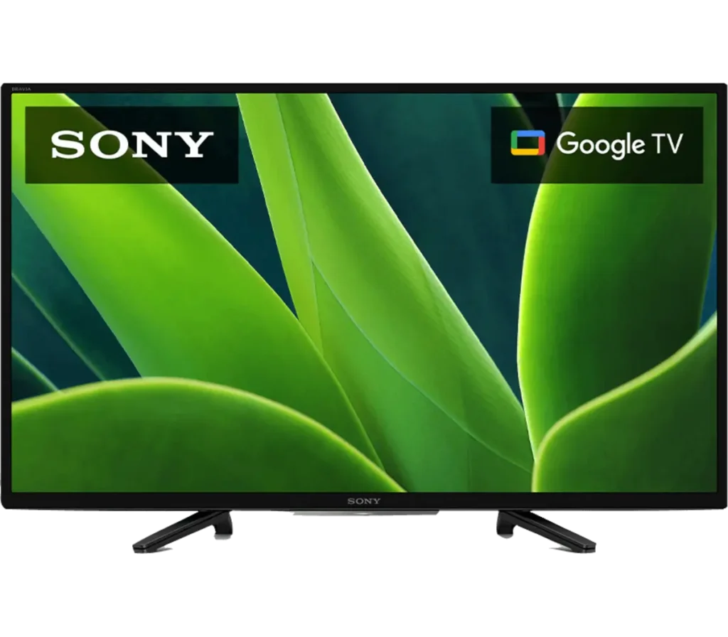 A Sony TV displaying vibrant green leaves, featuring the Sony and Google TV logos.