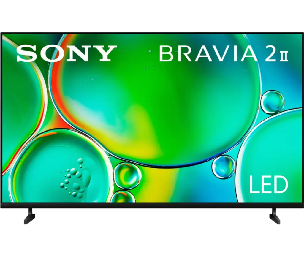 Sony BRAVIA 2 LED TV displaying vibrant, colorful bubbles on-screen, showcasing its high-definition picture quality.