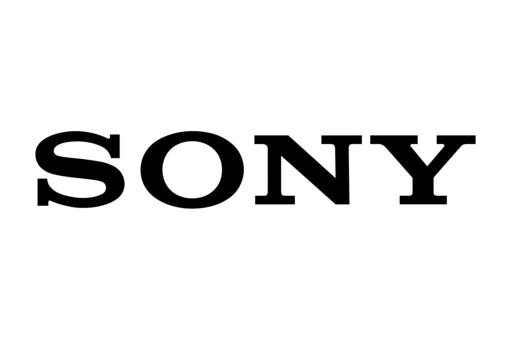 Sony logo in bold black letters on a white background.