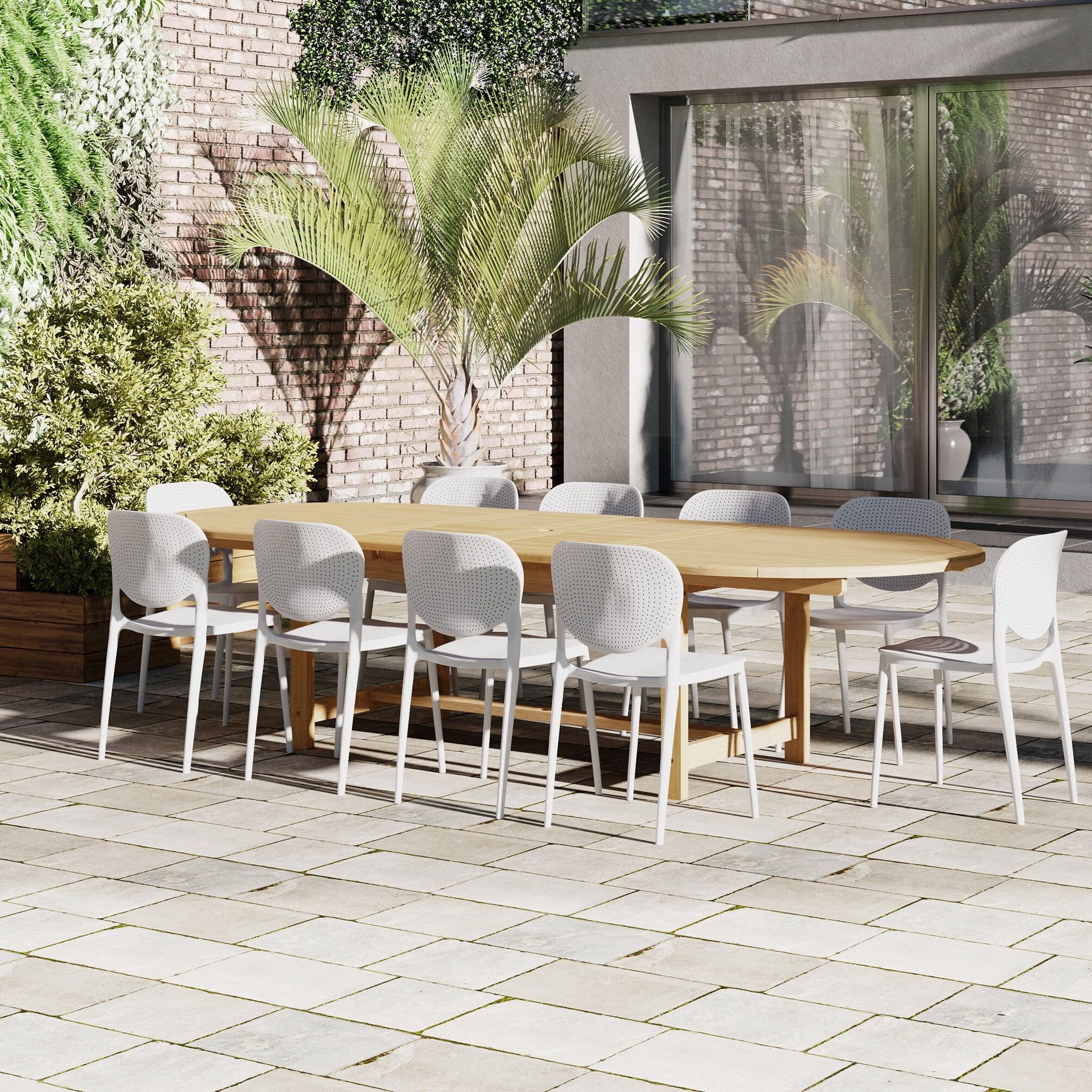 Astor 11-Pc Oval Deluxe Extension Outdoor Teak Dining Set