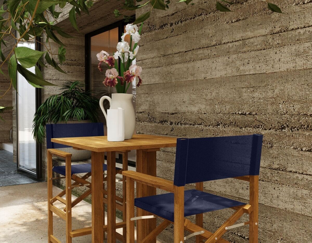 Calindra 3-Piece Outdoor Square Teak Bar Height Dining Set
